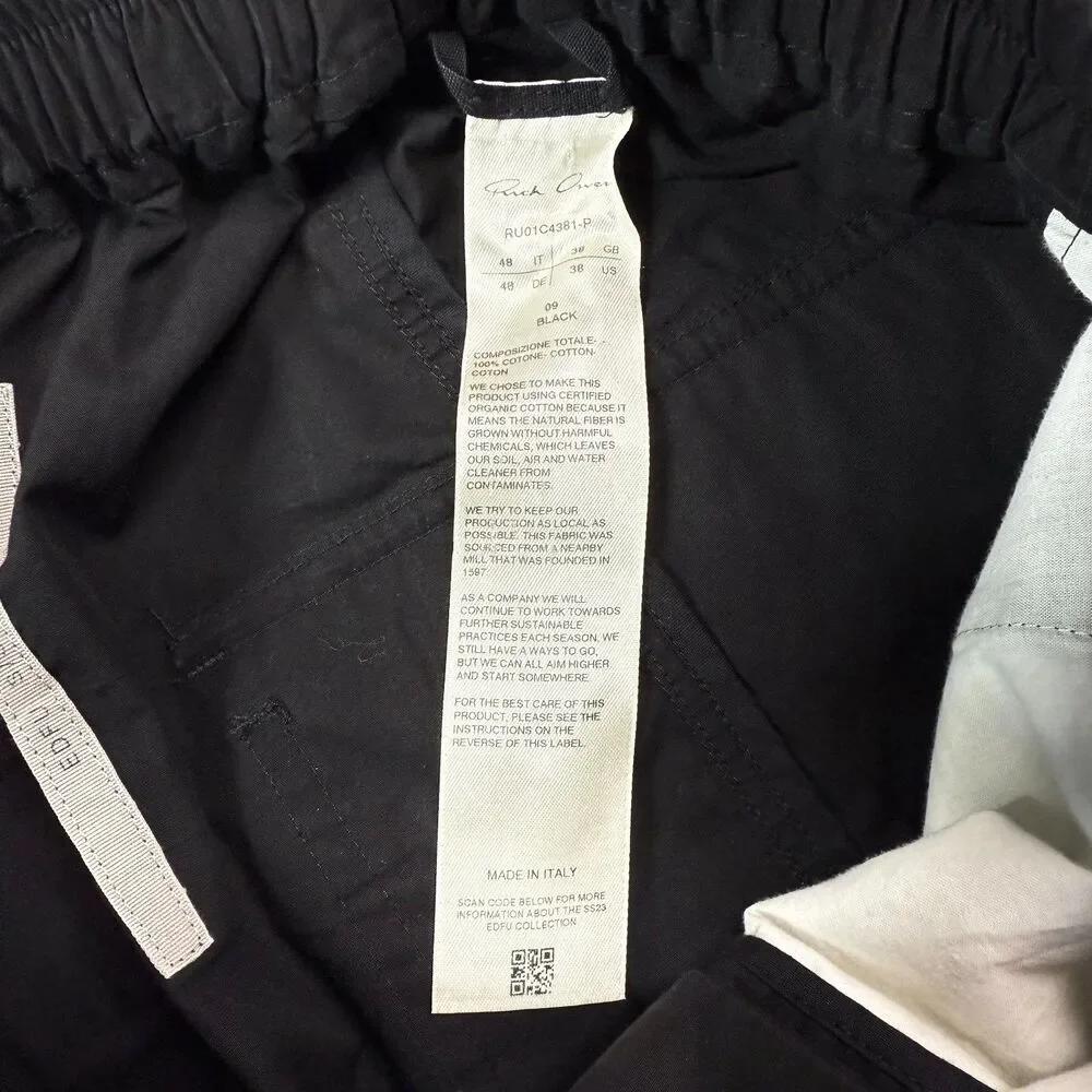 Rick Owens S/S 23 Edfu Drawstring Cropped Pants in Cotton Poplin Men's 38 S-M - Picture 4 of 5